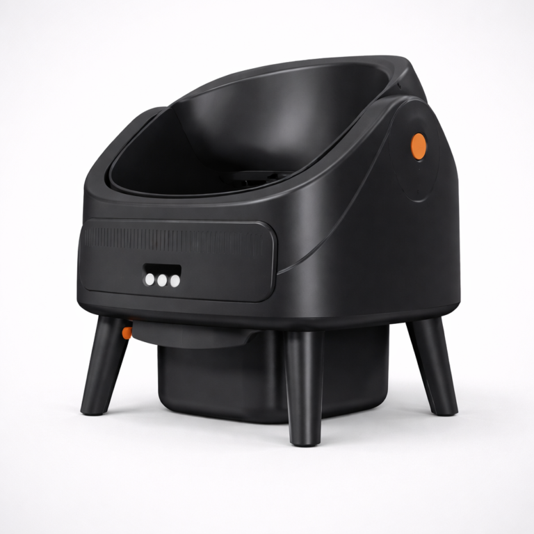 现代感十足的自动清洁猫砂盆