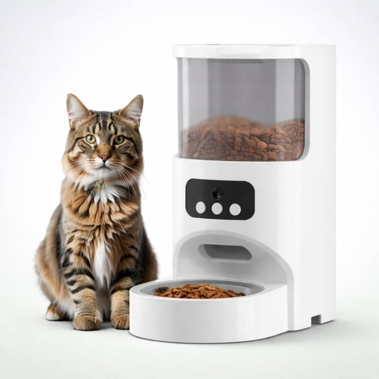 自动喂食器与缅因猫