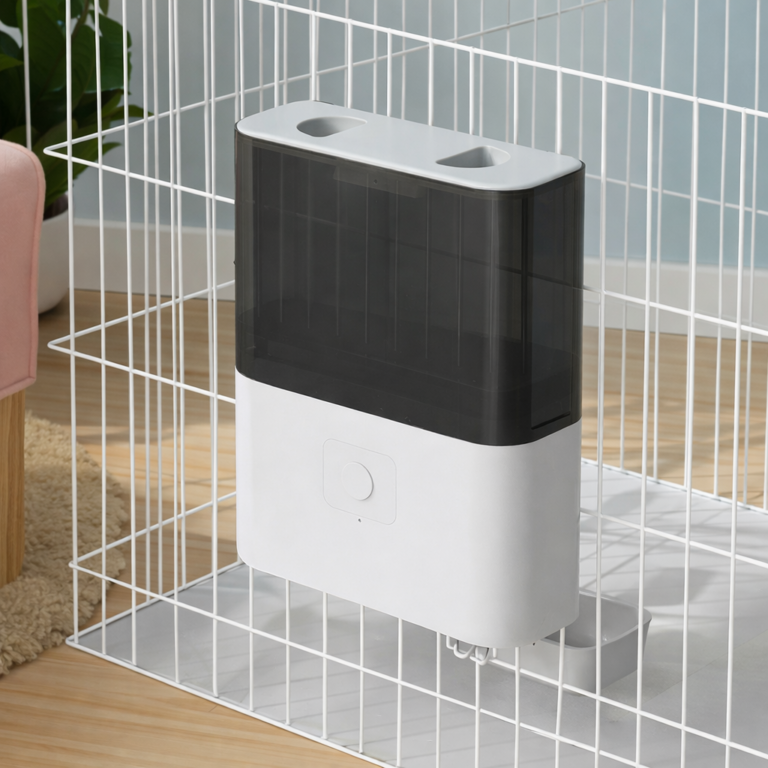 自动宠物喂食器与笼子布景